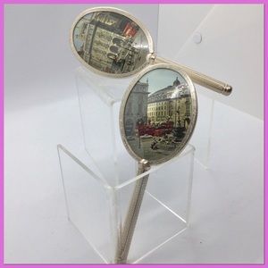 Vtg Mirror & Brush Vanity Set